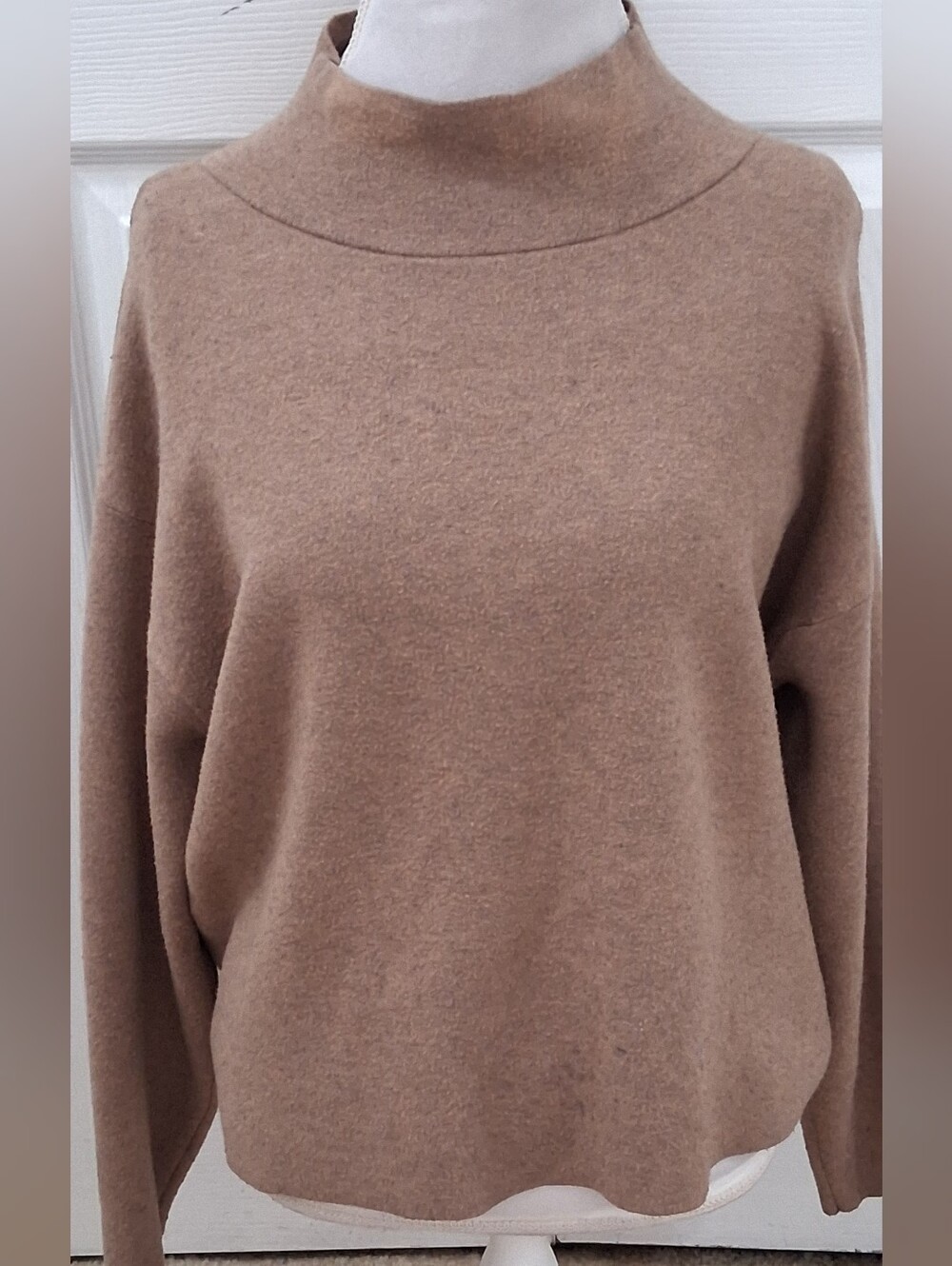 Quince Brown Mock Neck Cropped Sweater Size L